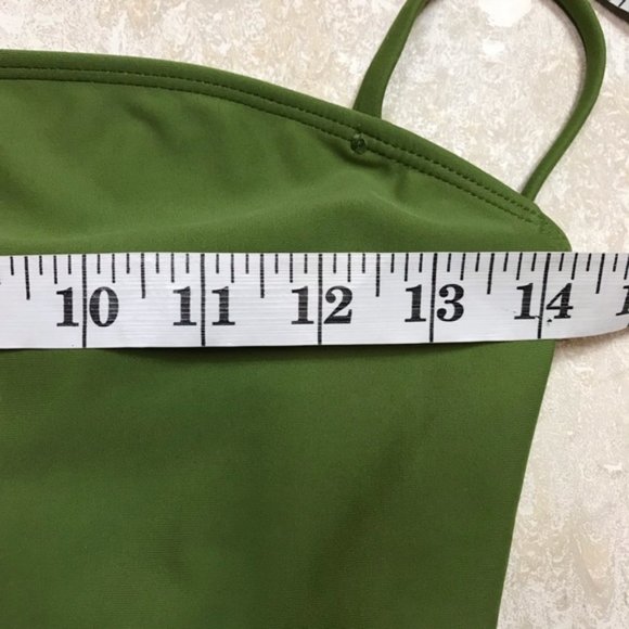 F21 Olive Green Belted High Leg One Piece Swimsuit - Picture 16 of 16